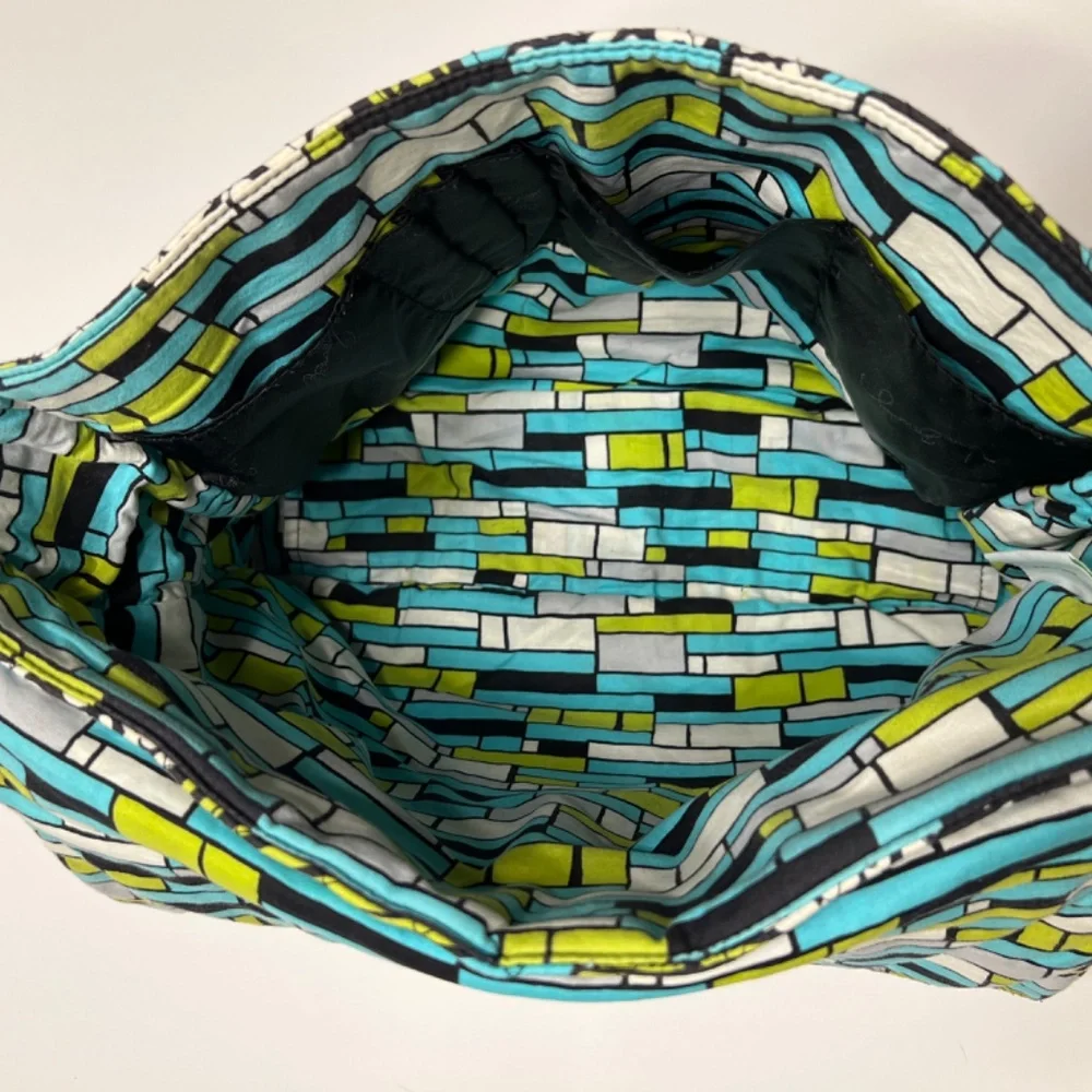 Vera Bradley Island Floral Messenger Bag Crossbody Shoulder Tote Teal/Wh…